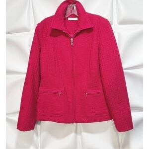 Coldwater Creek Sz 4 Textured Knit Pink Blazer Jacket s Full Zip Up Womens